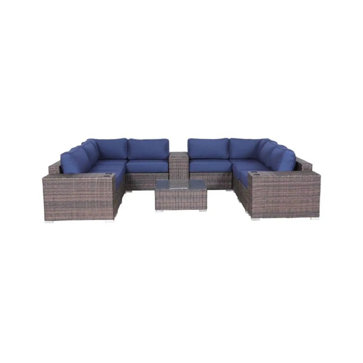 Patio Rattan Sectional Set | Half-Round HDPE Wicker | Rustproof Aluminum Frame | Fully Assembled