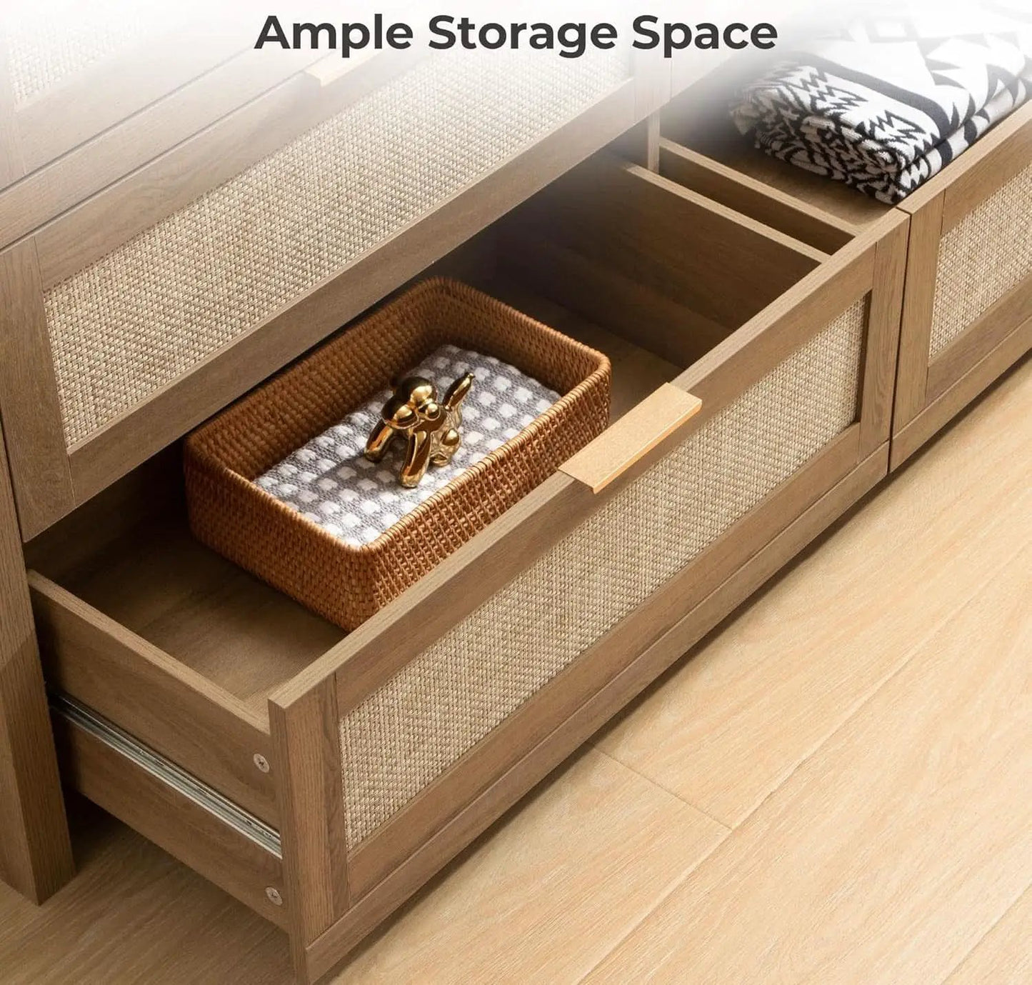 FiftySevenInch Boho Dresser Reclaimed CaramelOak Finish from PriceLows™