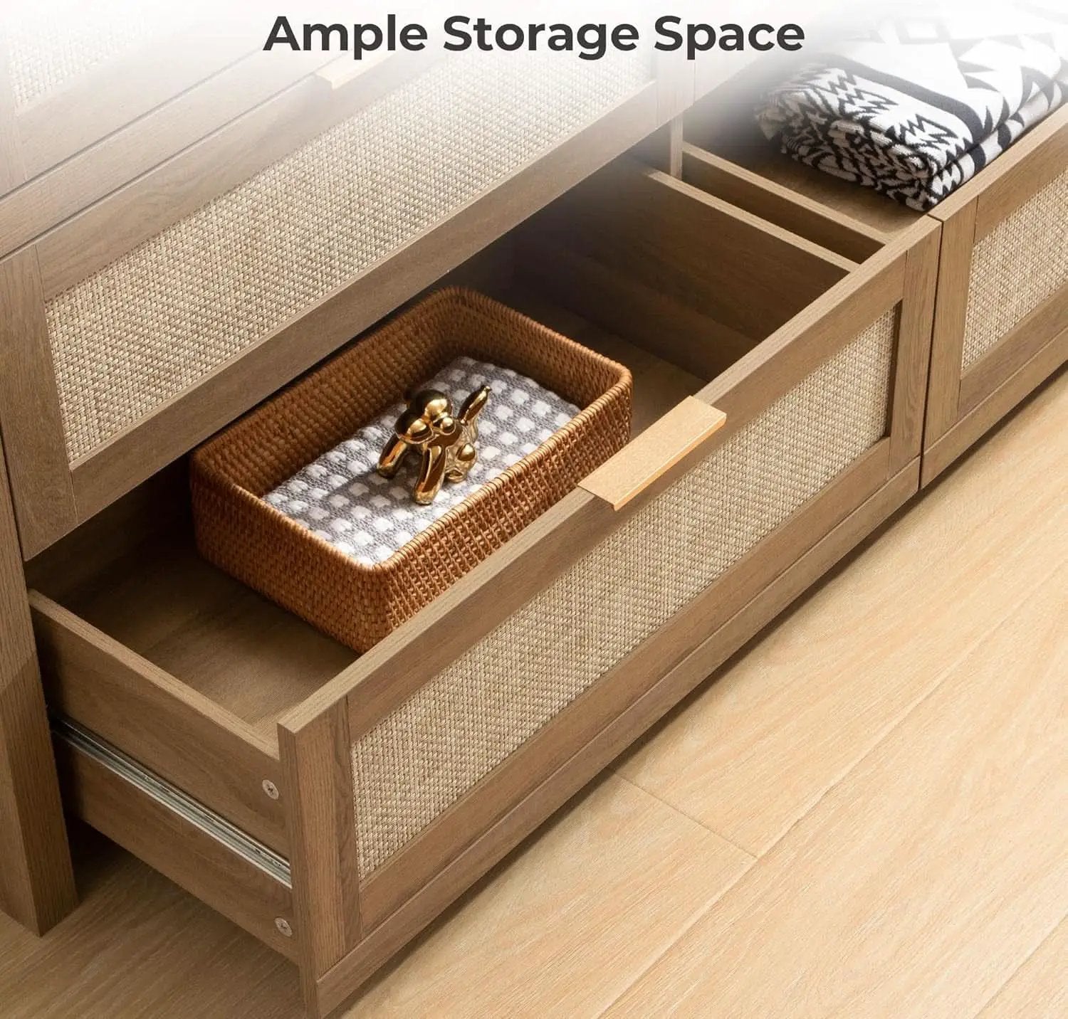 FiftySevenInch Boho Dresser Reclaimed CaramelOak Finish from PriceLows™