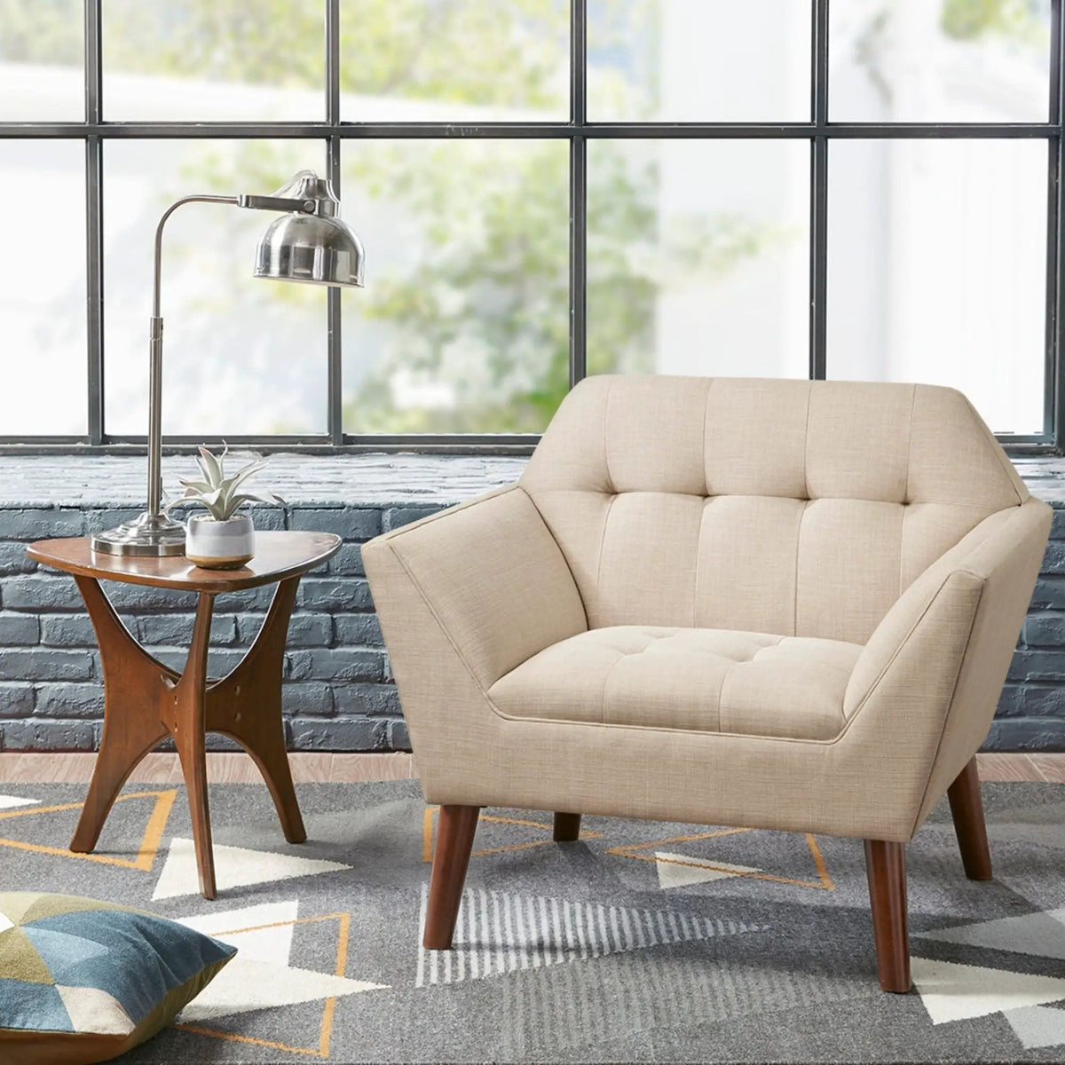 Modern Lounge Chair | Button Tufting | Mid-Century Design | Comfortable Armrests
