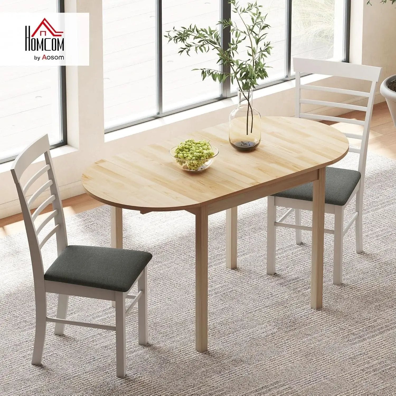 55 Inch Solid Pine Dropleaf Dining Table Expandable from PriceLows™
