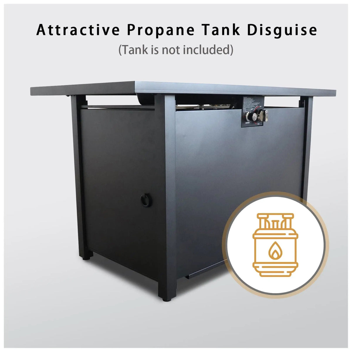 Black Fire Pit Table | 43 Inch Width | Generous Surface Area | Durable Steel