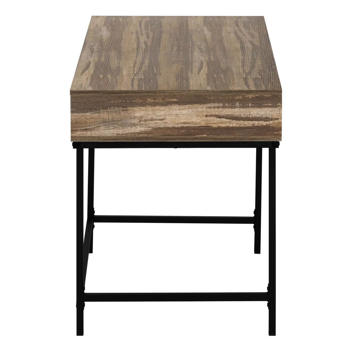 Stone-Look Computer Desk | Two Storage Drawers | Metal Base | 47.25 Inch Length