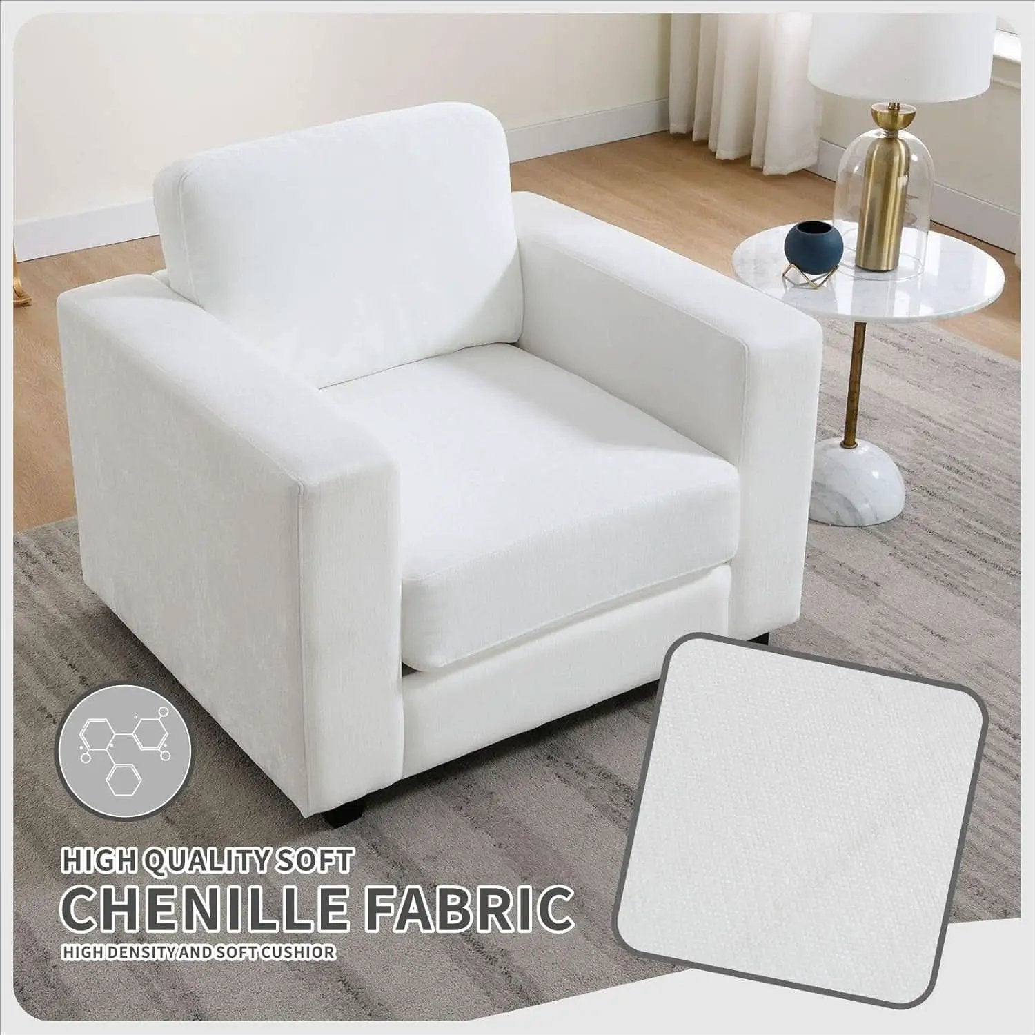 39 Inch Oversized Chenille Upholstered Accent Chair from PriceLows™