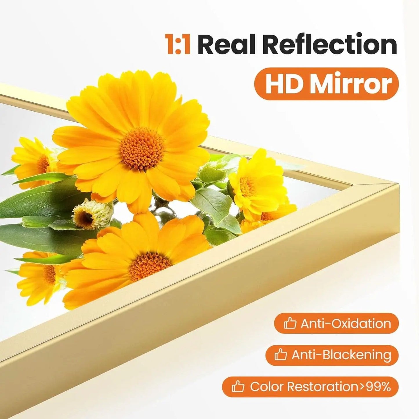 24x36 Arched Gold Bathroom Wall Mount Mirror Metal Frame from PriceLows™