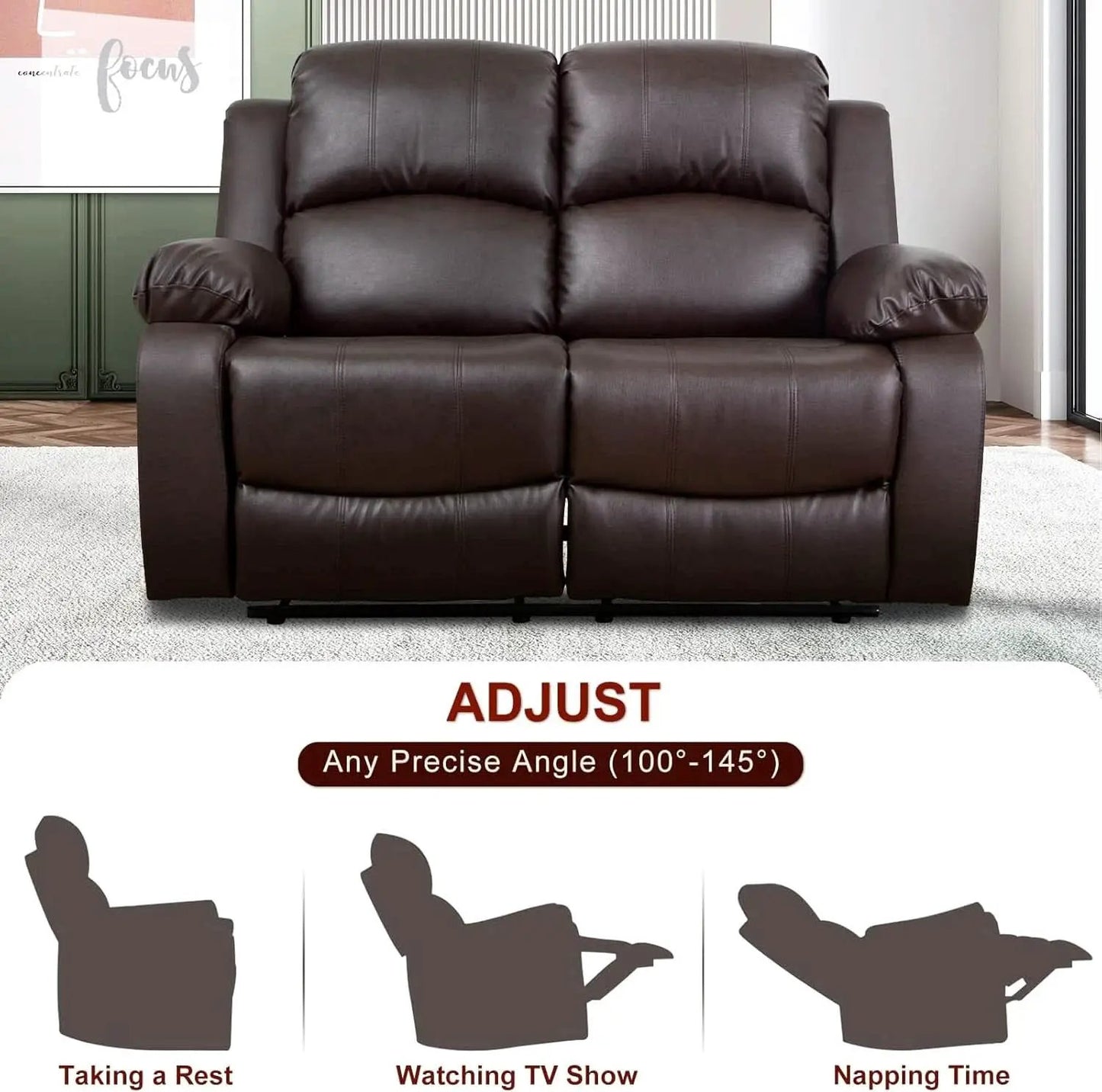 Brown Leather 3 Piece Recliner Sofa Living Room Set from PriceLows™
