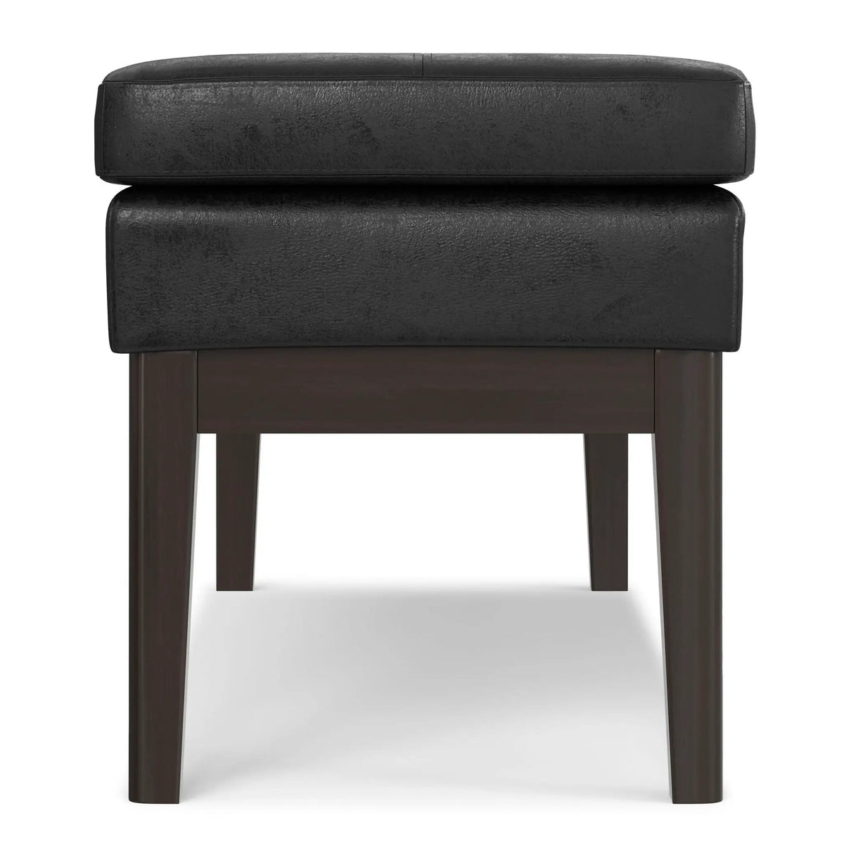 Carlson Ottoman Bench | Mid-Century Design | Top Stitching Detail | Webbed Seat Support