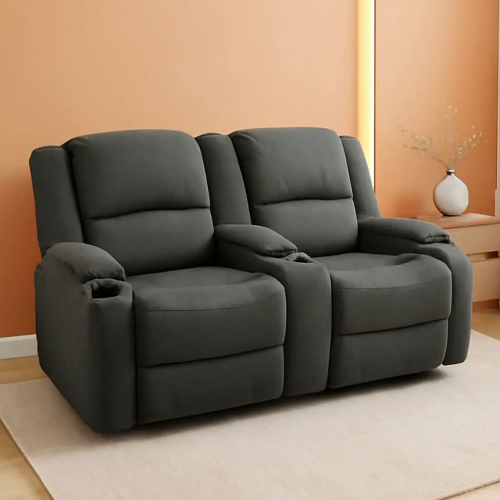 Powered Double Wall Hugger Recliner Sofa 67in Fossil Cloth from PriceLows™