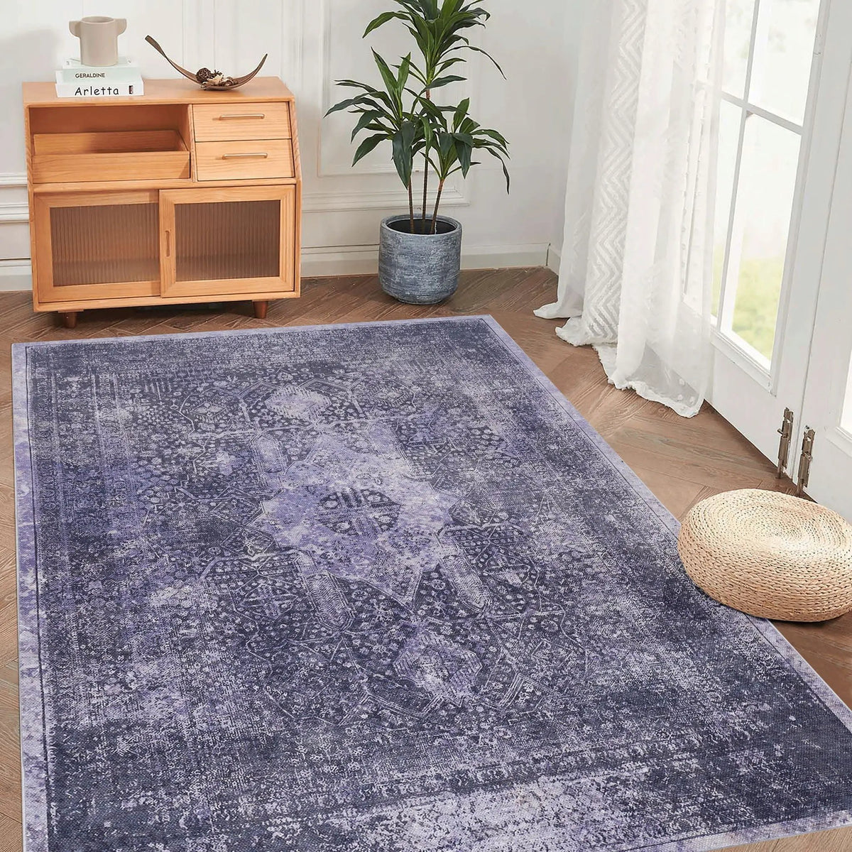 Maval Small Washable Area Rug | 36 x 24 Inch | Easy To Clean | Pet Friendly Design