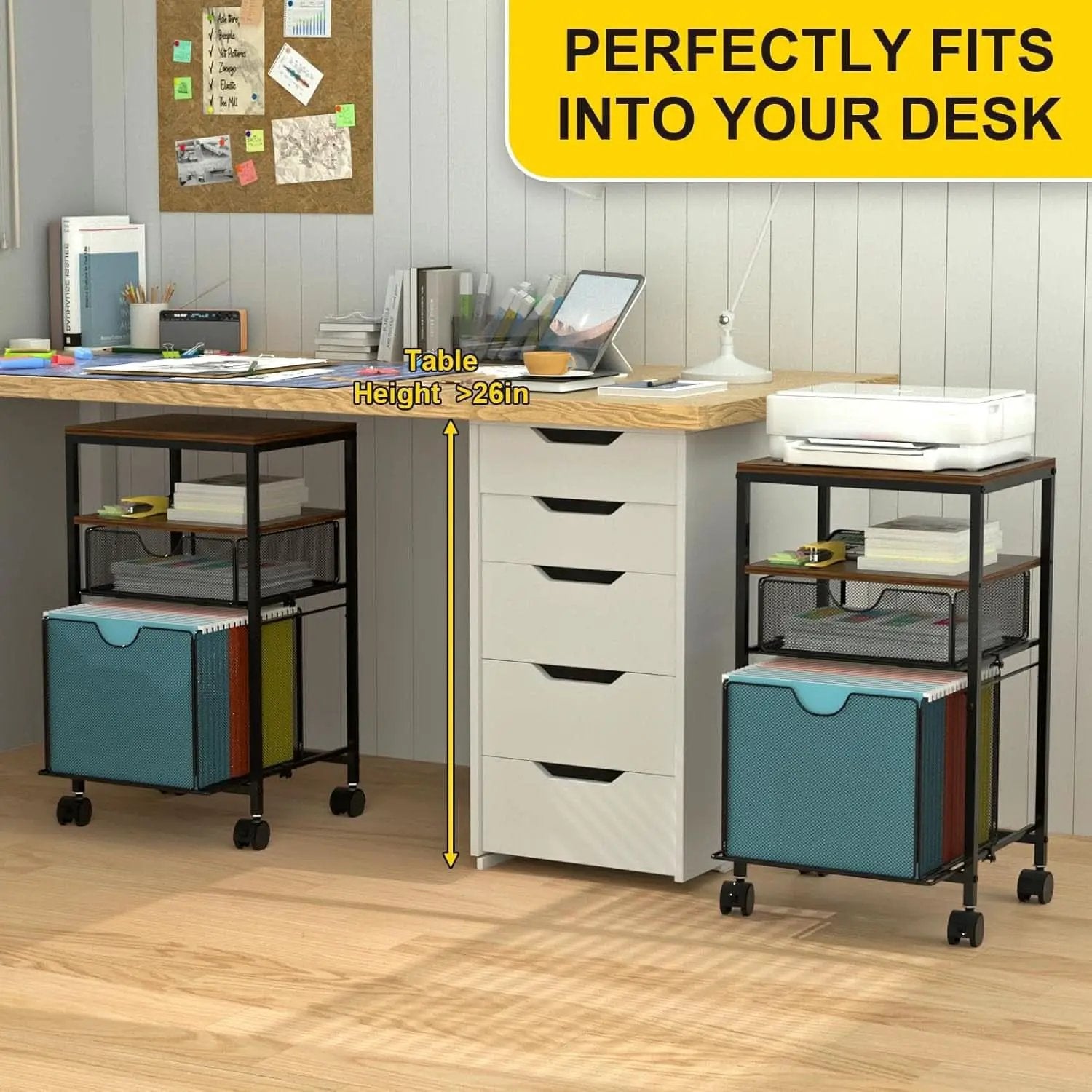 Rolling File Cart With Sliding Drawer For A4 Files from PriceLows™