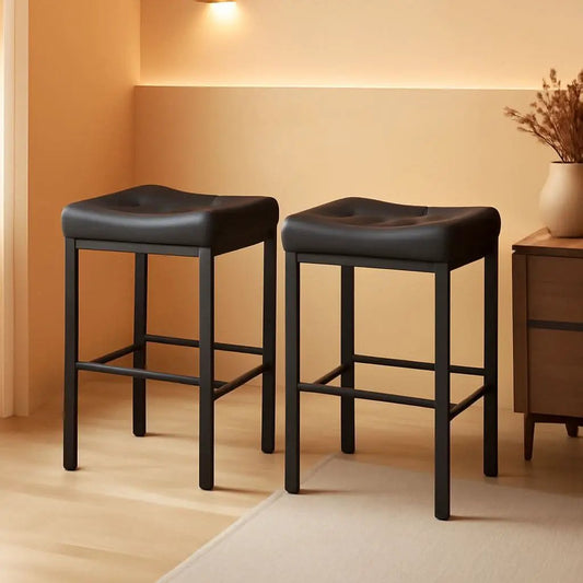 Bar Stools 25 Inch Counter Height With PU Upholstery Black from PriceLows™