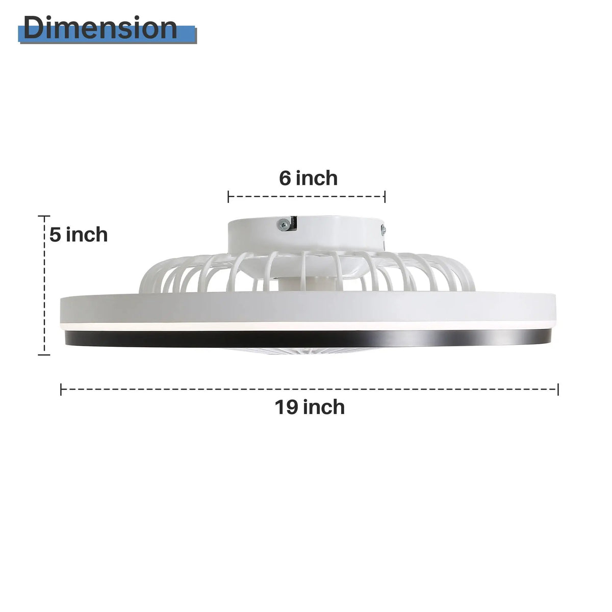 Enclosed Bladeless Ceiling Fan | RGB LED | 7 Transparent ABS Blades | 6 Speed Remote
