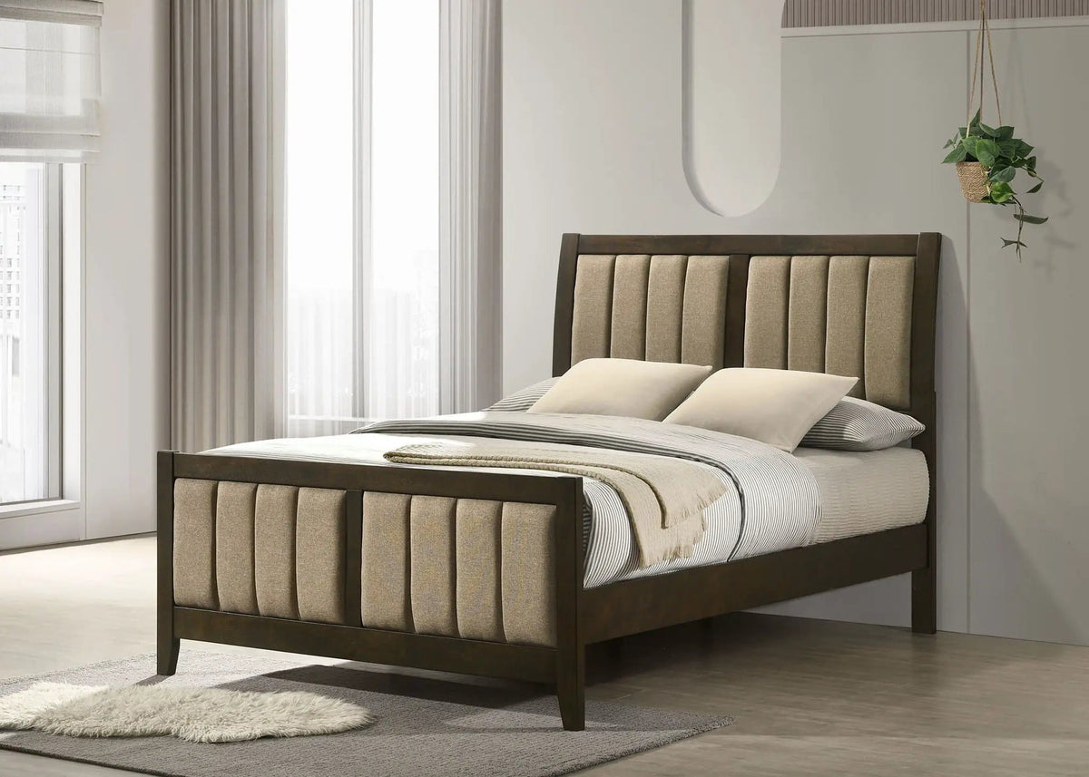 Wilkes 51-inch Upholstered Full Bed Dark Cocoa | 57 x 80 x 50.5 in | Fabric | Bedroom