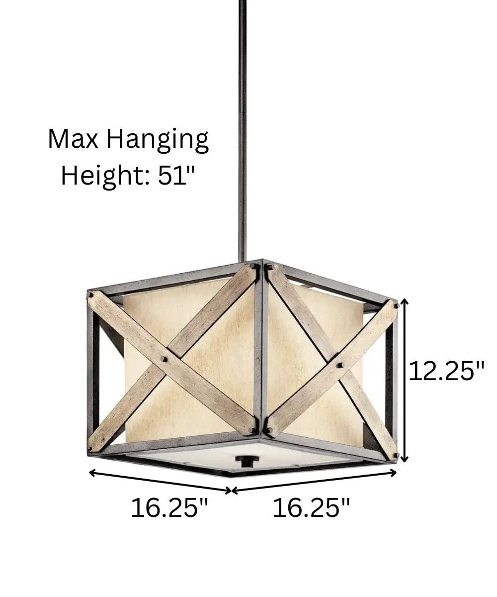 Convertible Ceiling Light | 16 Inch 1 Light | Anvil Iron Finish | Square
