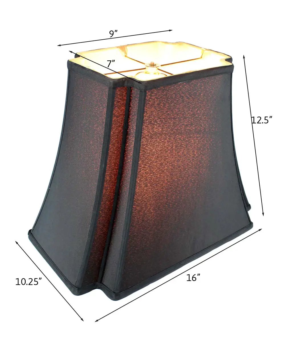 Lampshade | Shantung Fabric | Black With Gold Lining | 16 By 13 Inch