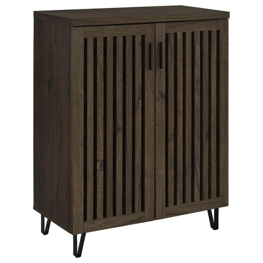 Brixton 2-door Entryway Shoe Storage Cabinets Smoked | 31.5 x 15 x 41.5 in | Engineered Wood & Metal | Oak