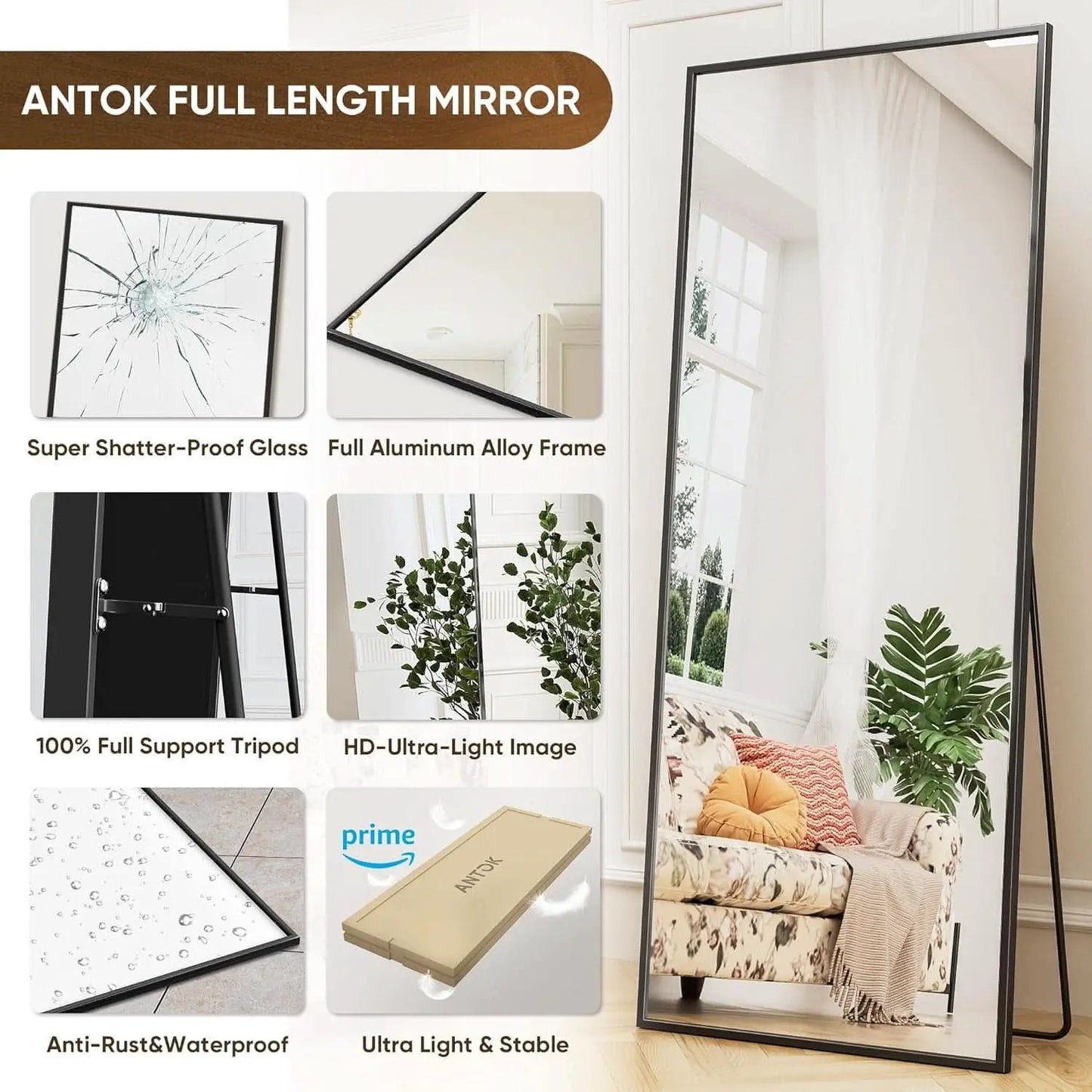 71x28 Inch Black Full Length Floor Mirror For Bedroom from PriceLows™