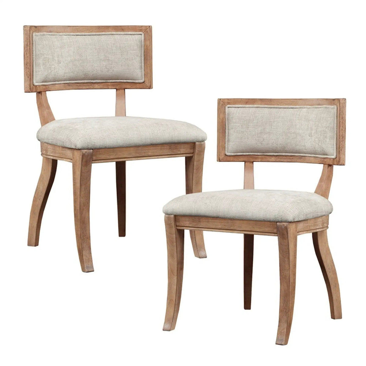 Classic Dining Chairs | Set Of 2 | Curved Back French Antique Style | Beige And Light Natural
