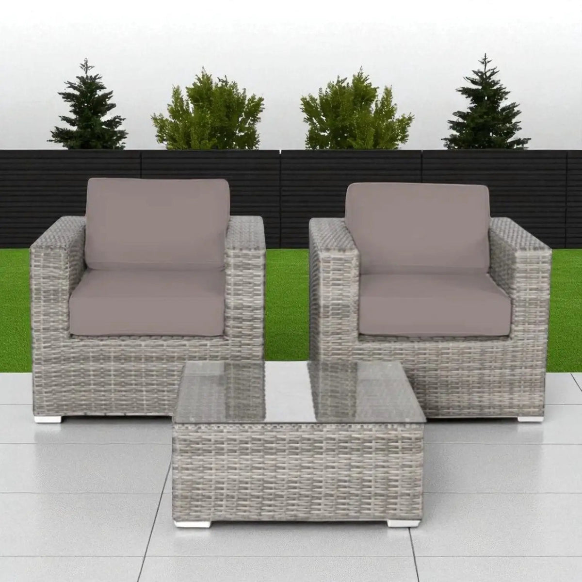 Wicker Seating Group Set | Table And Cushions Included | Aluminum Frames | Hand-Woven Wicker