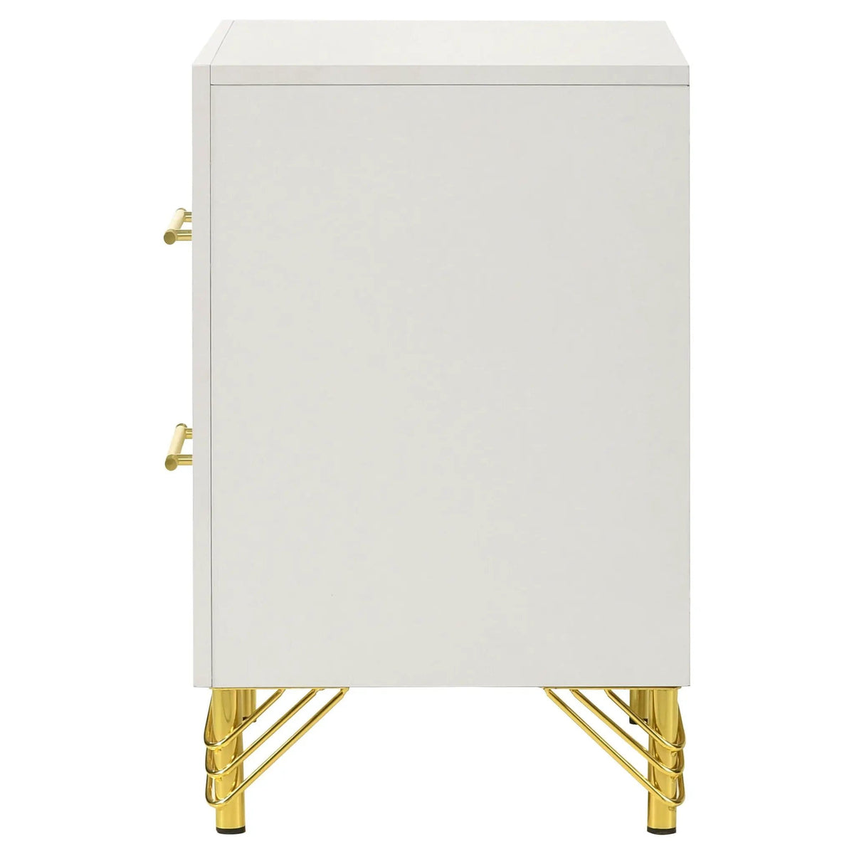 Lucia 2-drawer Nightstand Bedside Table | 21.75 x 17.25 x 24.25 in | Metal | White