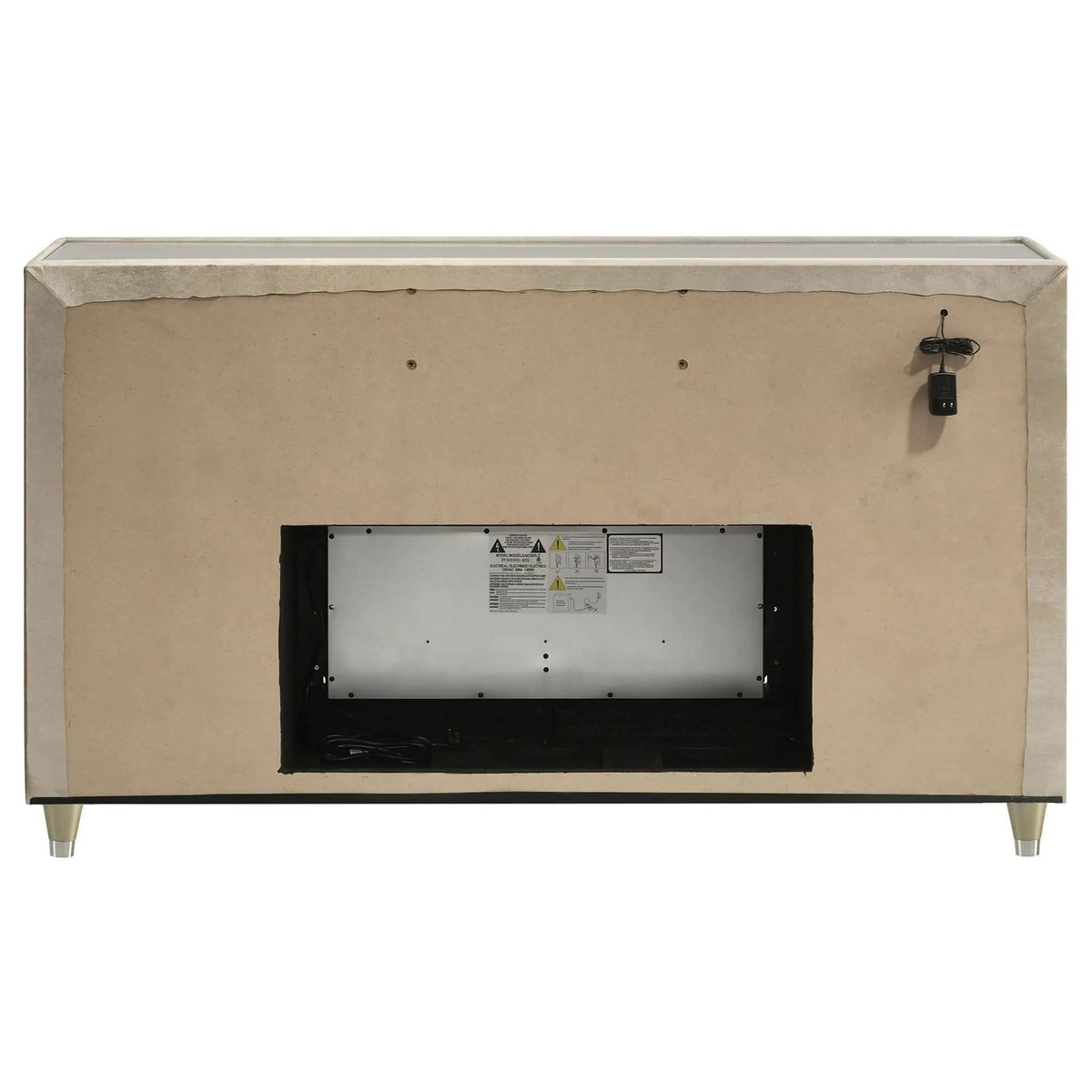 Lorient 8-drawer LED Bedroom Flame Box Dresser Ivory Camel | 66.25 x 16.25 x 39.25 in | Rubberwood & Velvet | Bedroom