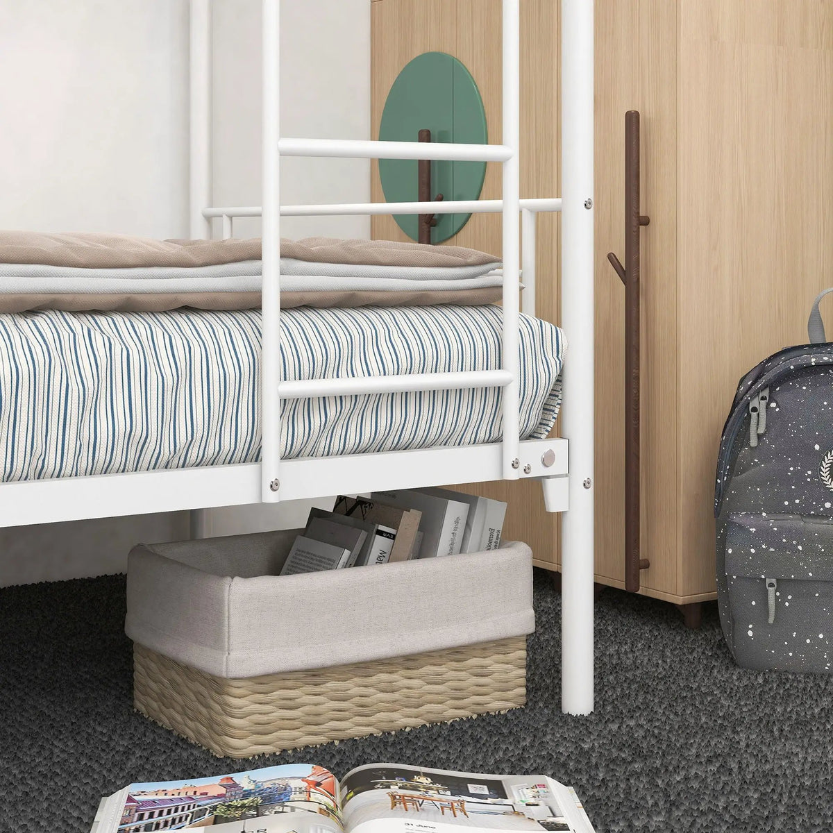 Metal Bunk Bed | Reinforced Steel Frame | Noise Free Design | With Ladder