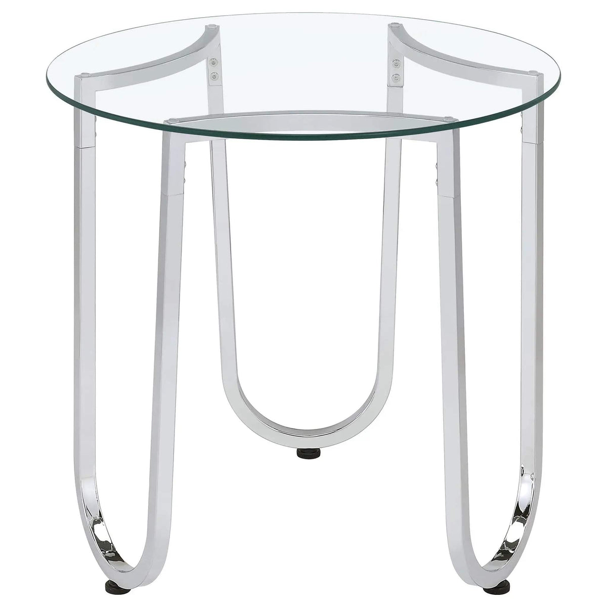 Beller 2-piece Round Tempered Glass Top Coffee Table Set Chrome | 2-Piece Set | Tempered Glass & Metal | Dining Room