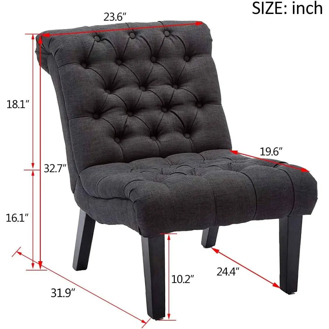 Gray Accent Chair With Wood Legs For Living Room Decor from PriceLows™