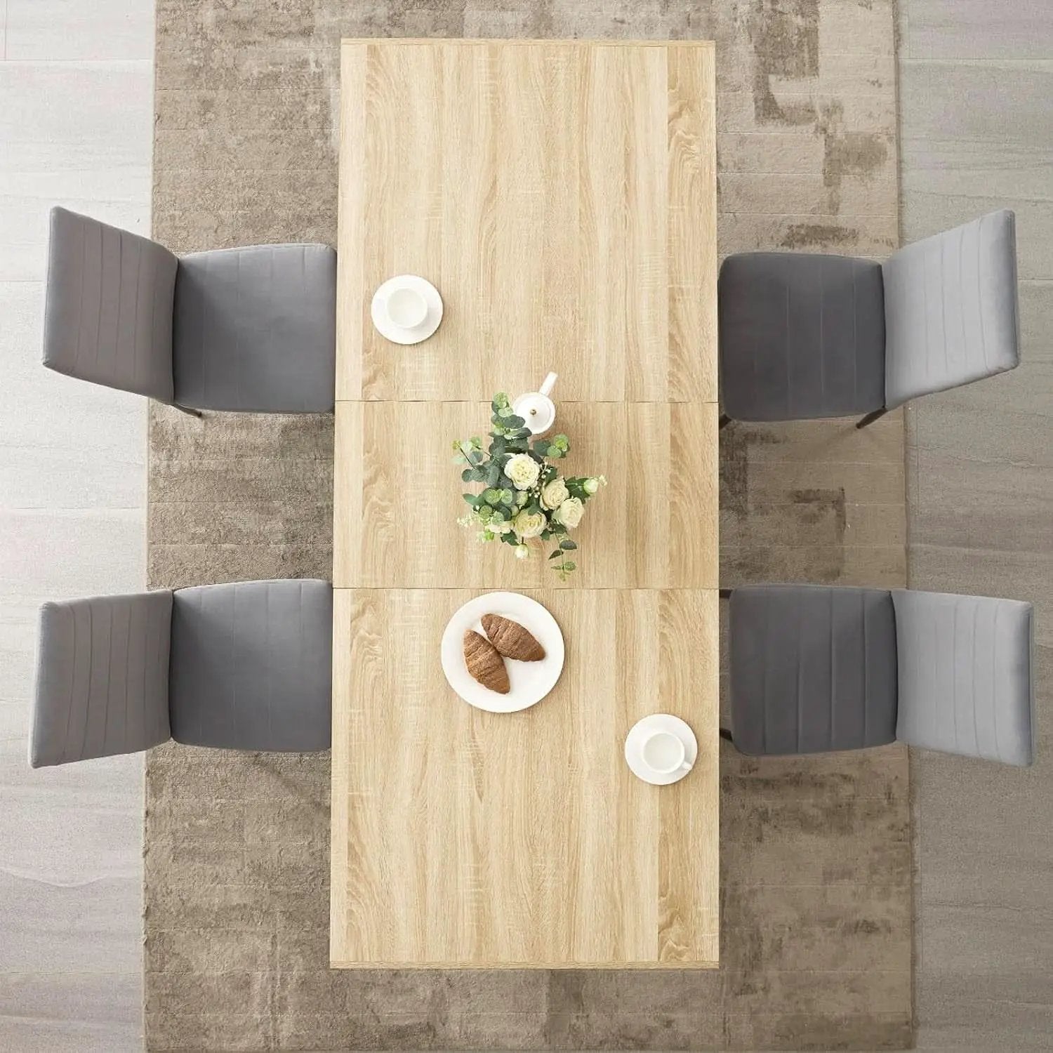63-79 Inch Extendable Dining Table Rustic Oak Finish from PriceLows™