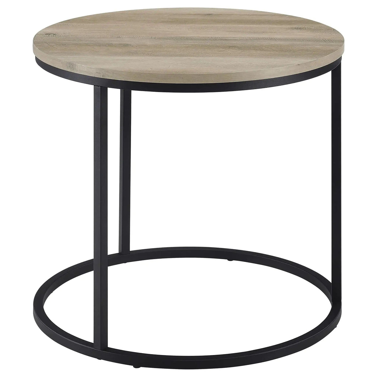 Lainey Round Occasional Side End Table Distressed Pine | 23 x 23 x 21.75 in | Metal | Living Room