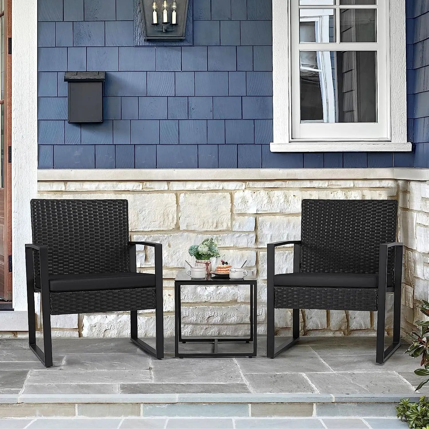 Black Cushioned Outdoor All Weather Patio Conversation Set from PriceLows™