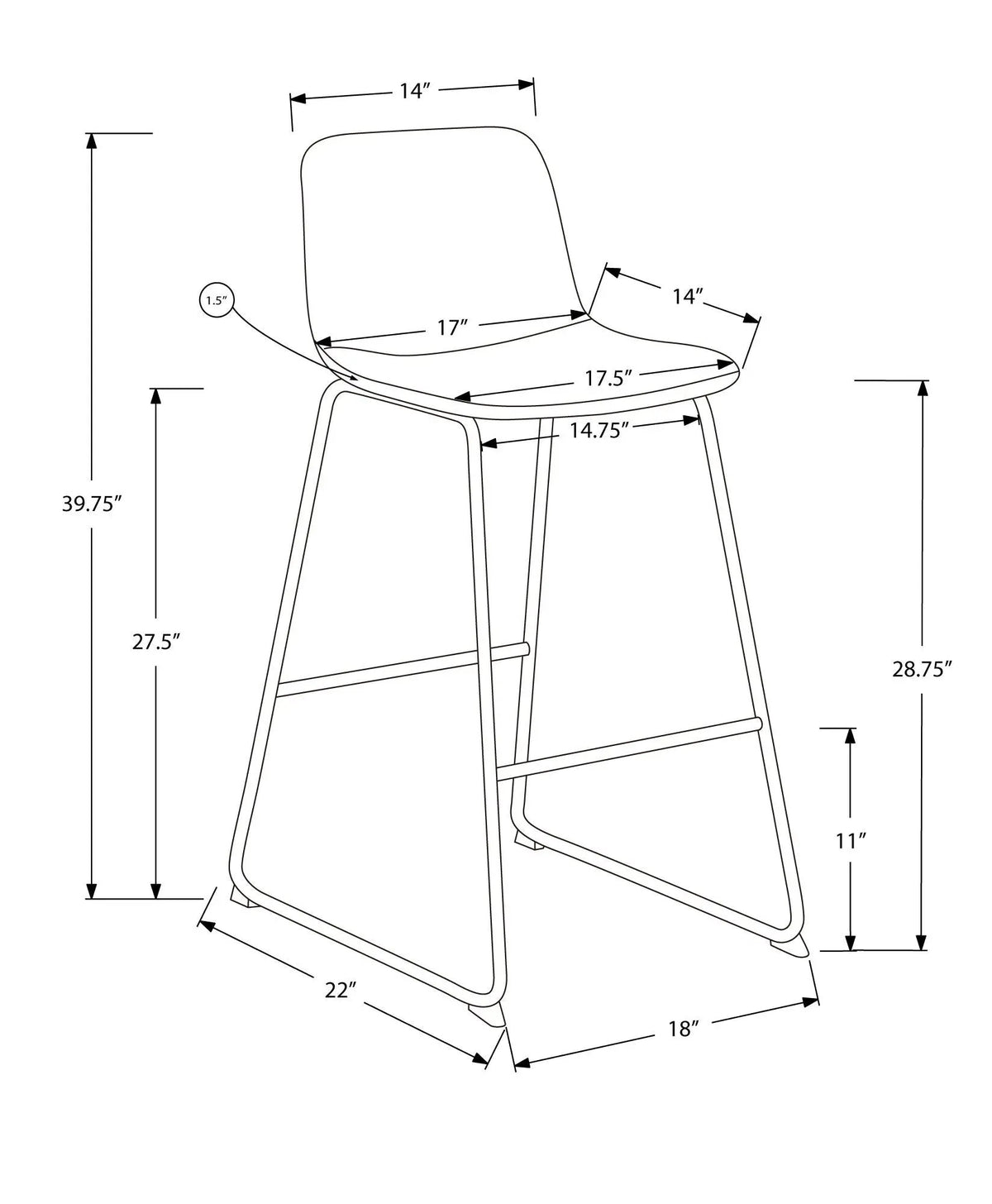 Bar Height Office Chair | Standing Desk Chair | Slim Metal Frame | Contemporary Design