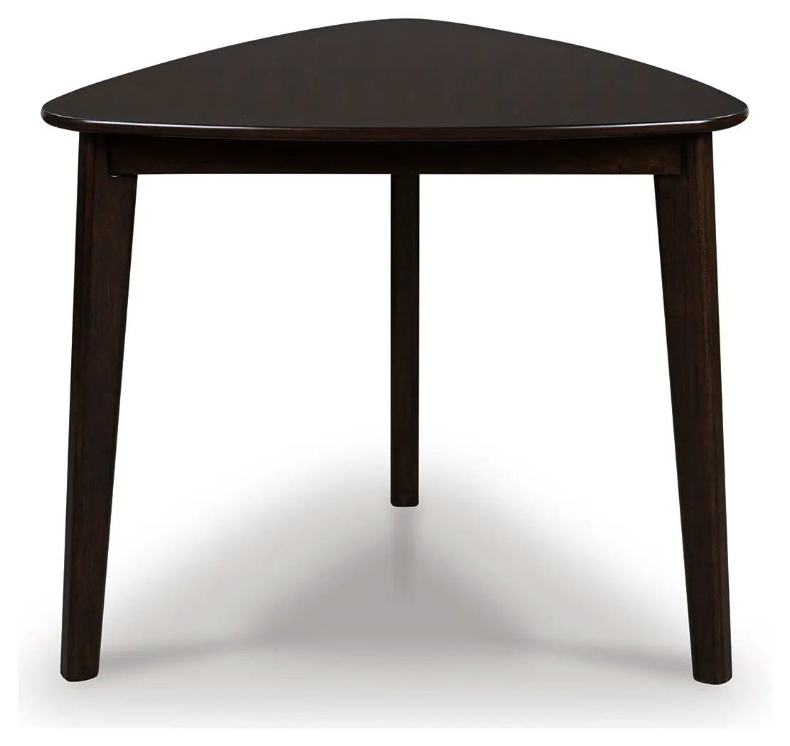 Shorbyn Triangle Dining Table | Merlot Finish | Hardwood Solids | Compact 35 Inch Size