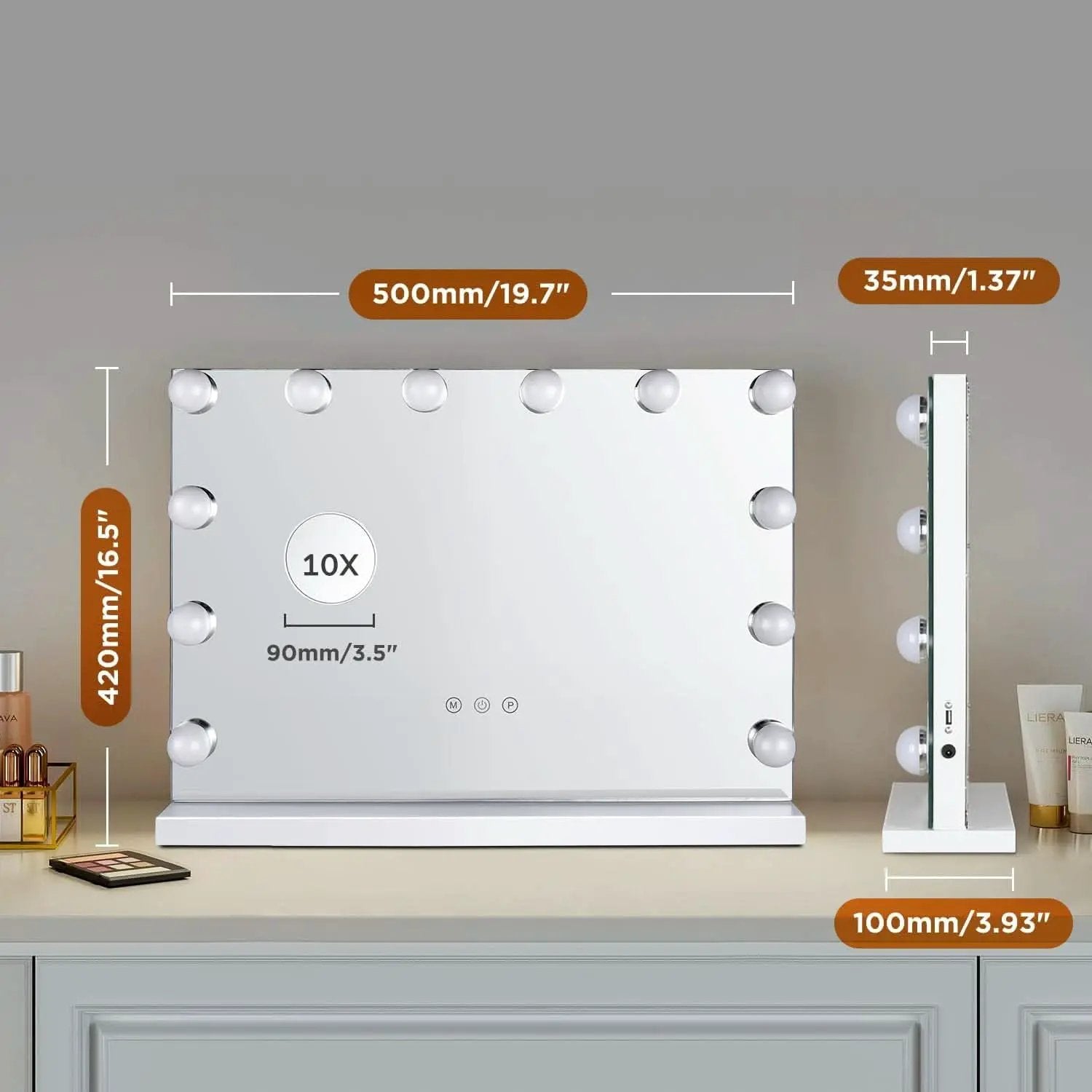 Hollywood Vanity Mirror With 12 LED Lights 3 Color Modes from PriceLows™