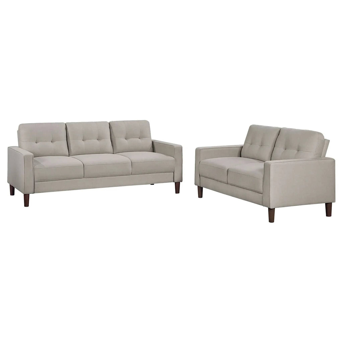 Bowen 2-piece Upholstered Track Arm Tufted Sofa Set | 2-Piece Set | Fabric | Beige