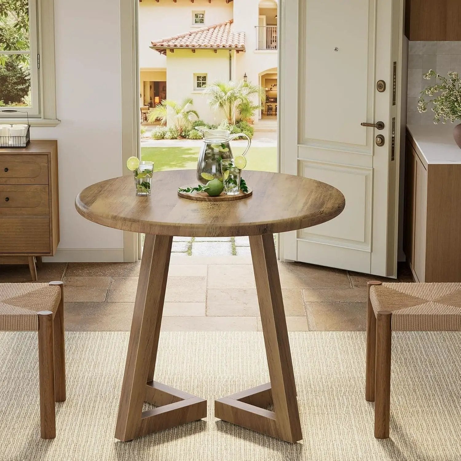 Brown Round Dining Table 31.5 Inch For 2 To 4 People from PriceLows™