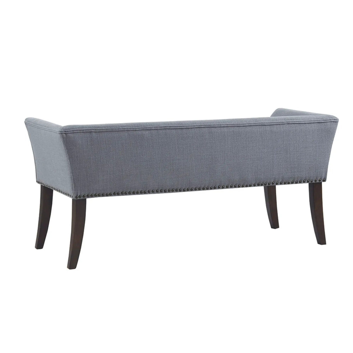 Upholstered Bench | Solid Wood Frame | Low Back And Flared Arms | Nailhead Trim