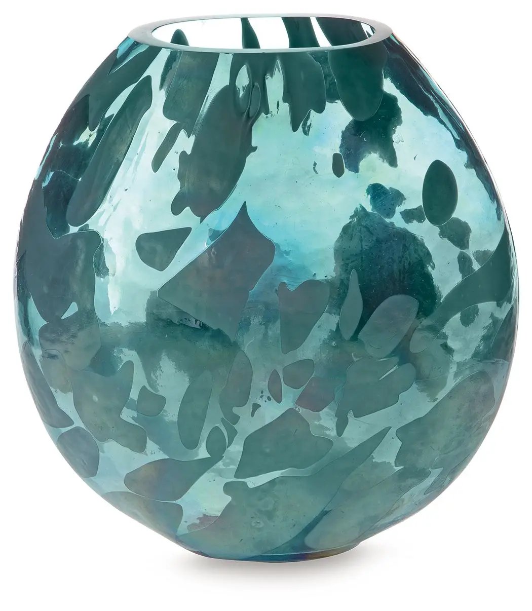 Cartshaw Vase | Iridescent Details | Teal Shades | 6.63 Inch Height