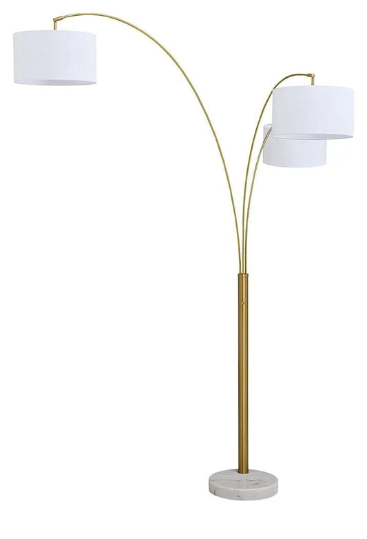 Valo Metal Arc Lamp | 40 x 52.25 x 88 in | Marble & Fabric | Gold Finish