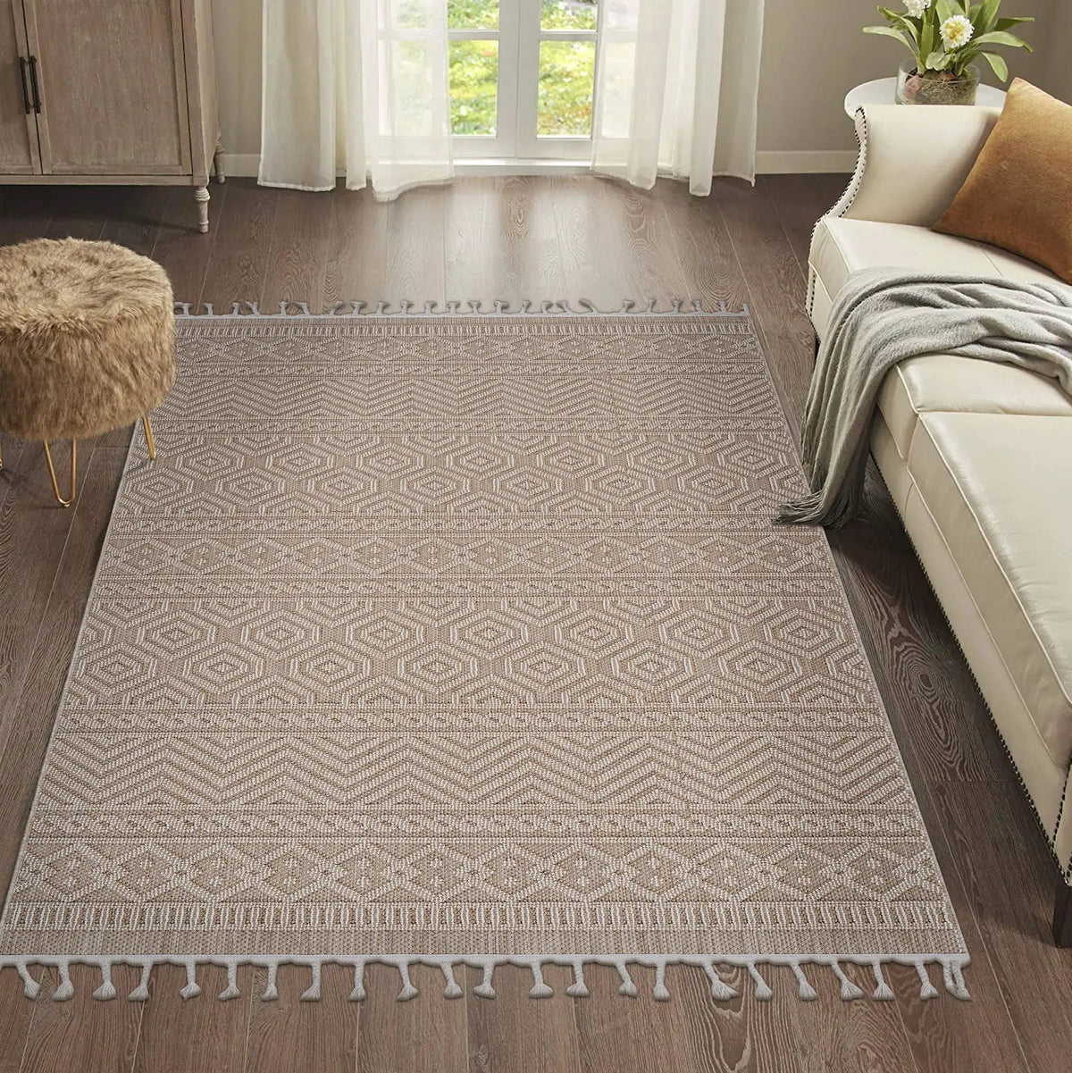 Guros Geometric Indoor Outdoor Rug | 74 x 48 Inch | Stain Resistant | Non-Shedding