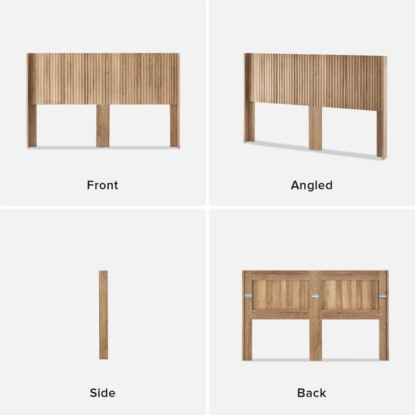 Modern Farmhouse Wood Headboard with Wingback Fluted Design from PriceLows™