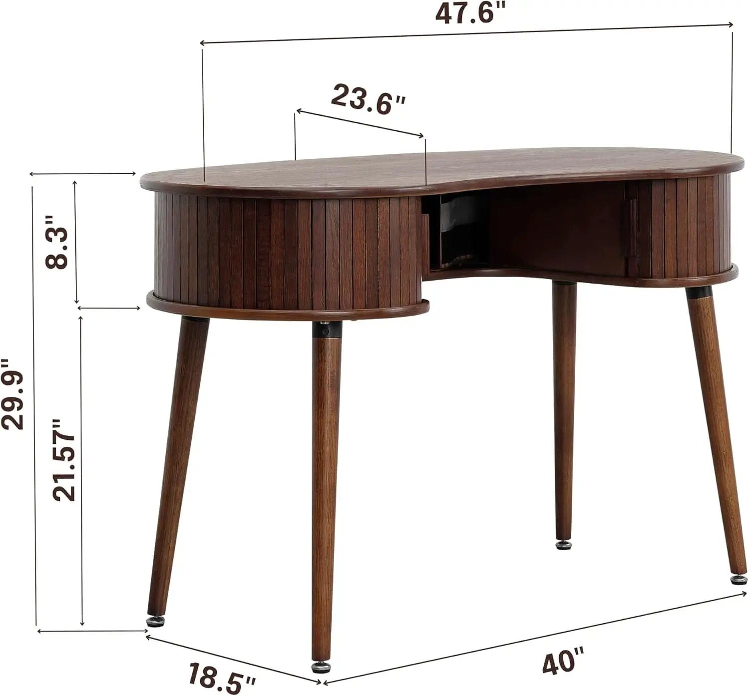 Ripple Desk Dark Walnut Vertical Groove Concealed Drawers from PriceLows™