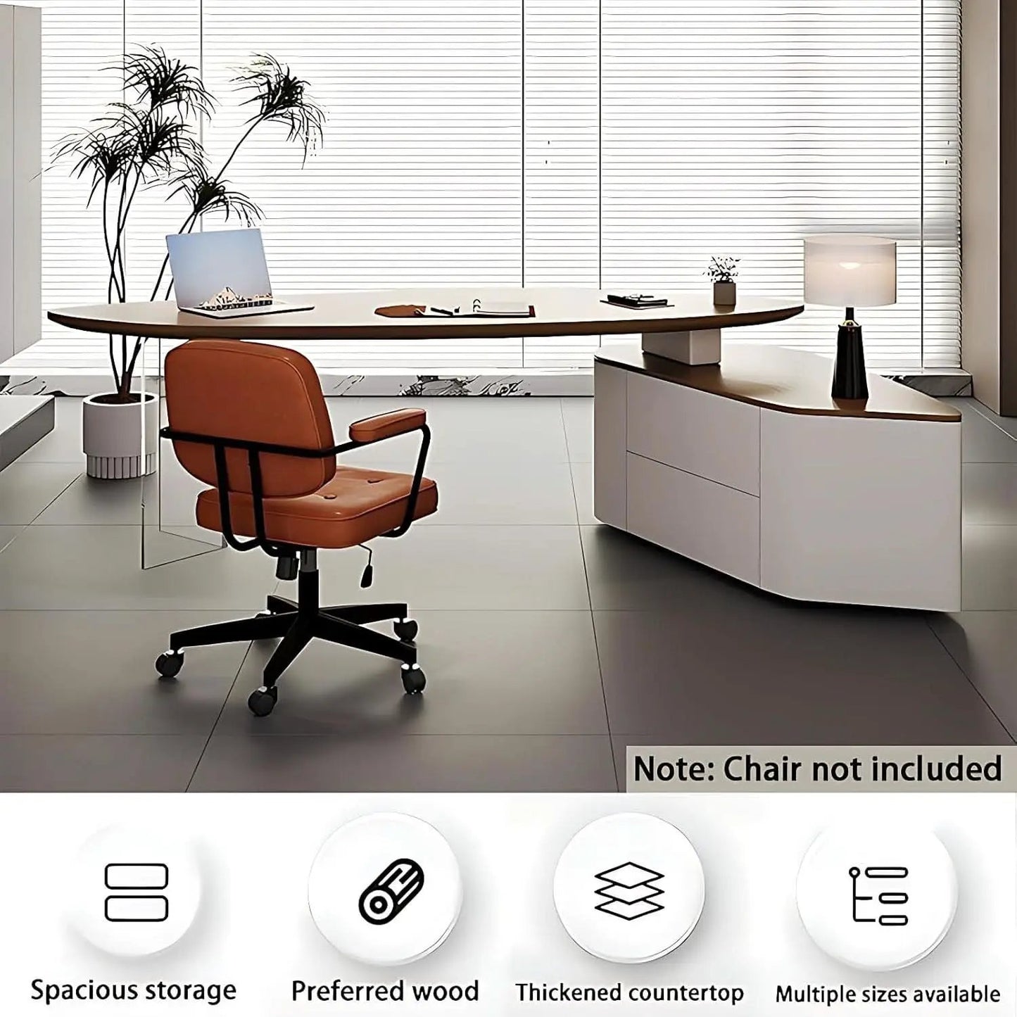 Solid Wood L Shape Desk With Integrated Side Cabinet 56 In from PriceLows™