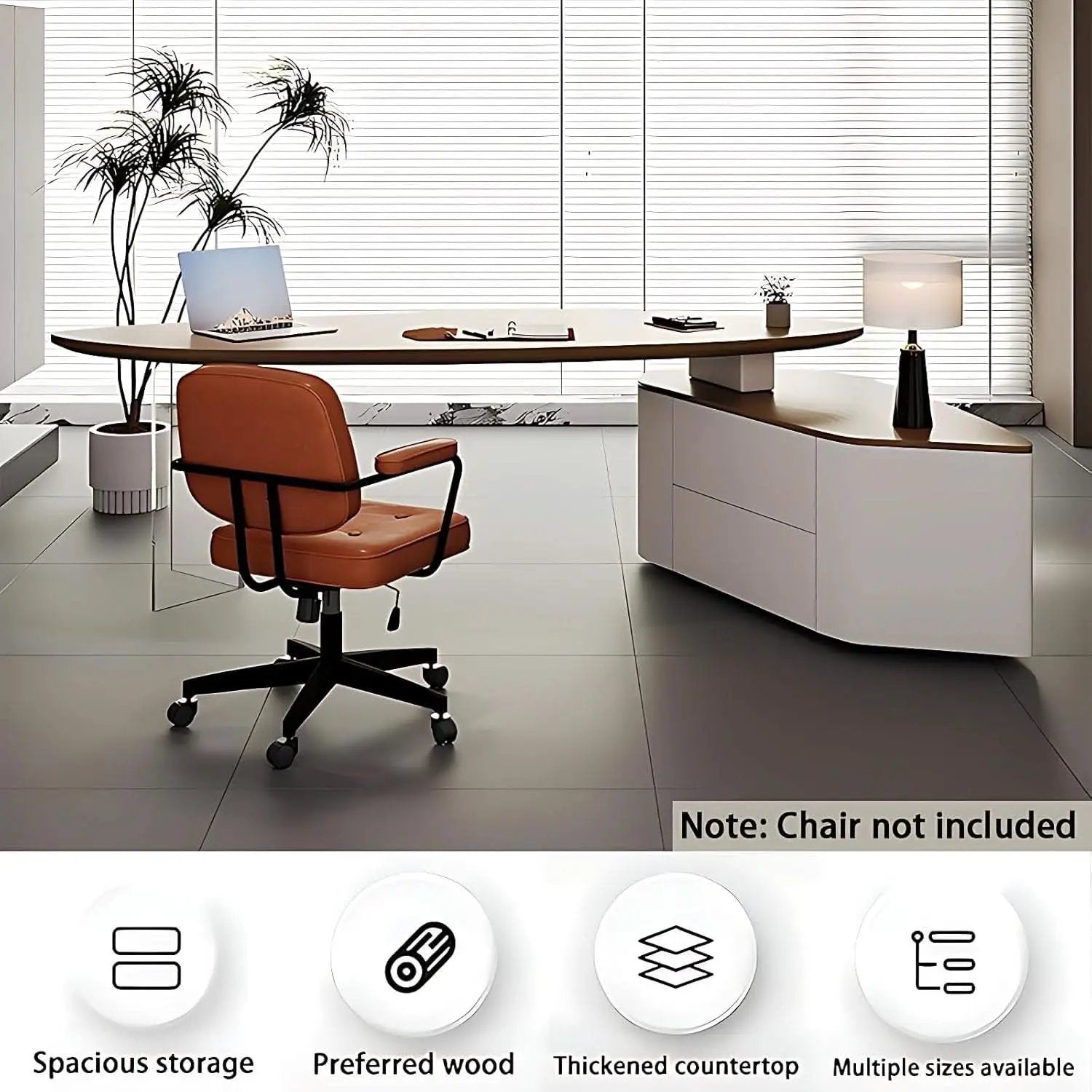 Solid Wood L Shape Desk With Integrated Side Cabinet 56 In from PriceLows™