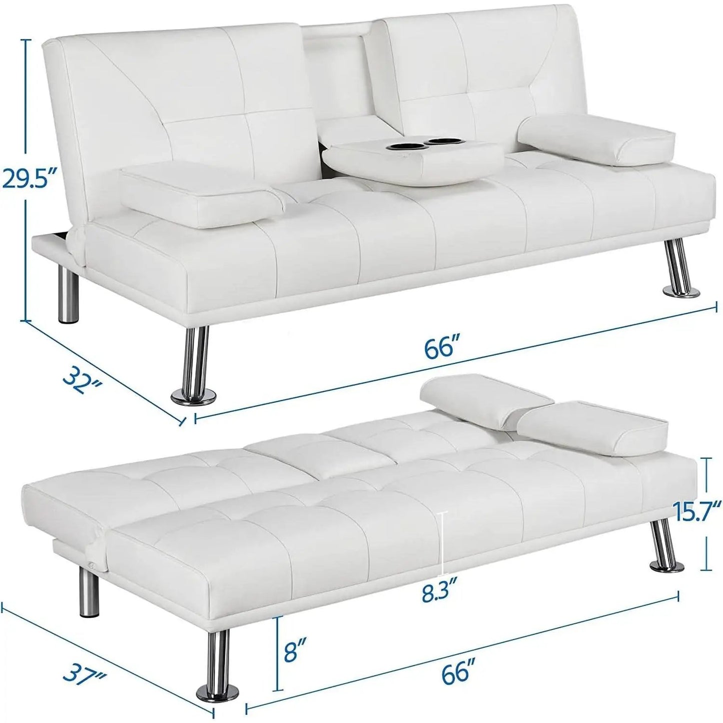 Convertible Sofa Bed With Cup Holders And Adjustable Back from PriceLows™