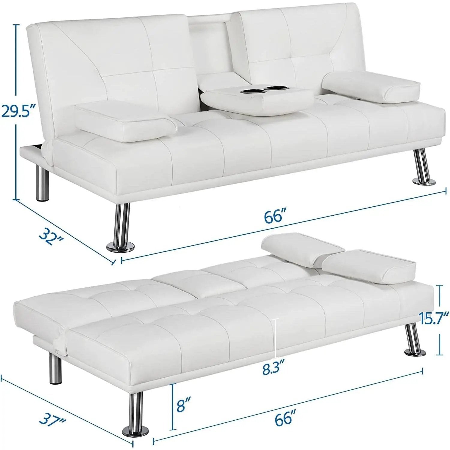 Convertible Sofa Bed With Cup Holders And Adjustable Back from PriceLows™