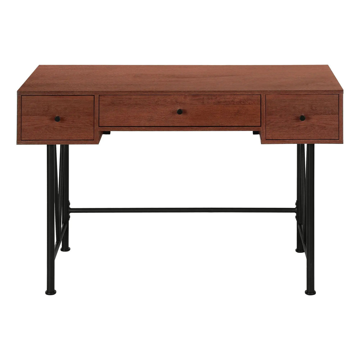 Transitional Computer Desk | Stylish Thick Paneled Design | Two Side Drawers | 30.5 Inch Height