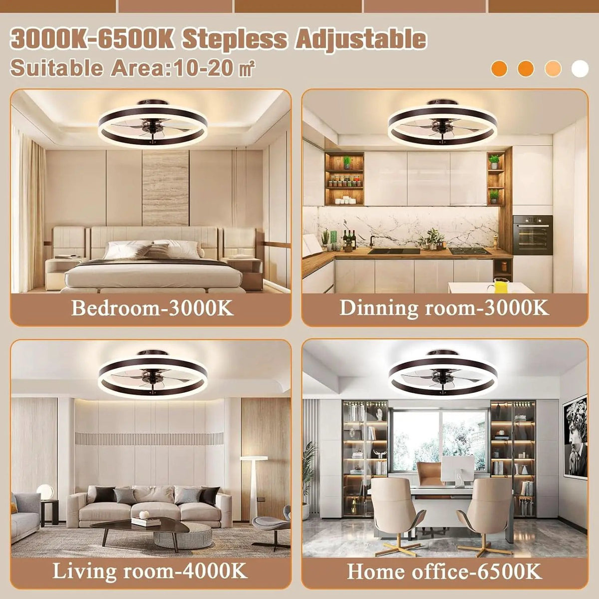 19.7 Inch Low Profile Ceiling Fan With Light Remote from PriceLows™