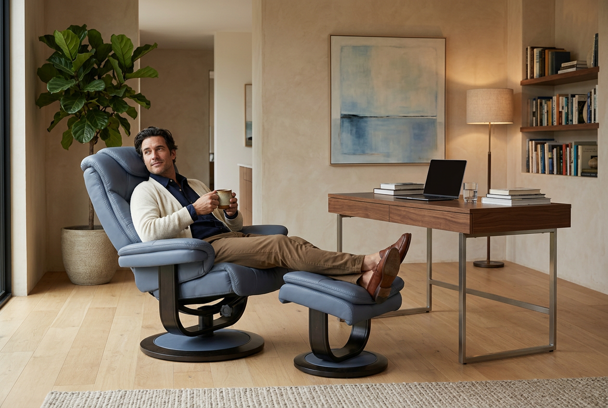 Contemporary Euro Recliner | Plush Cushioning | With Ottoman