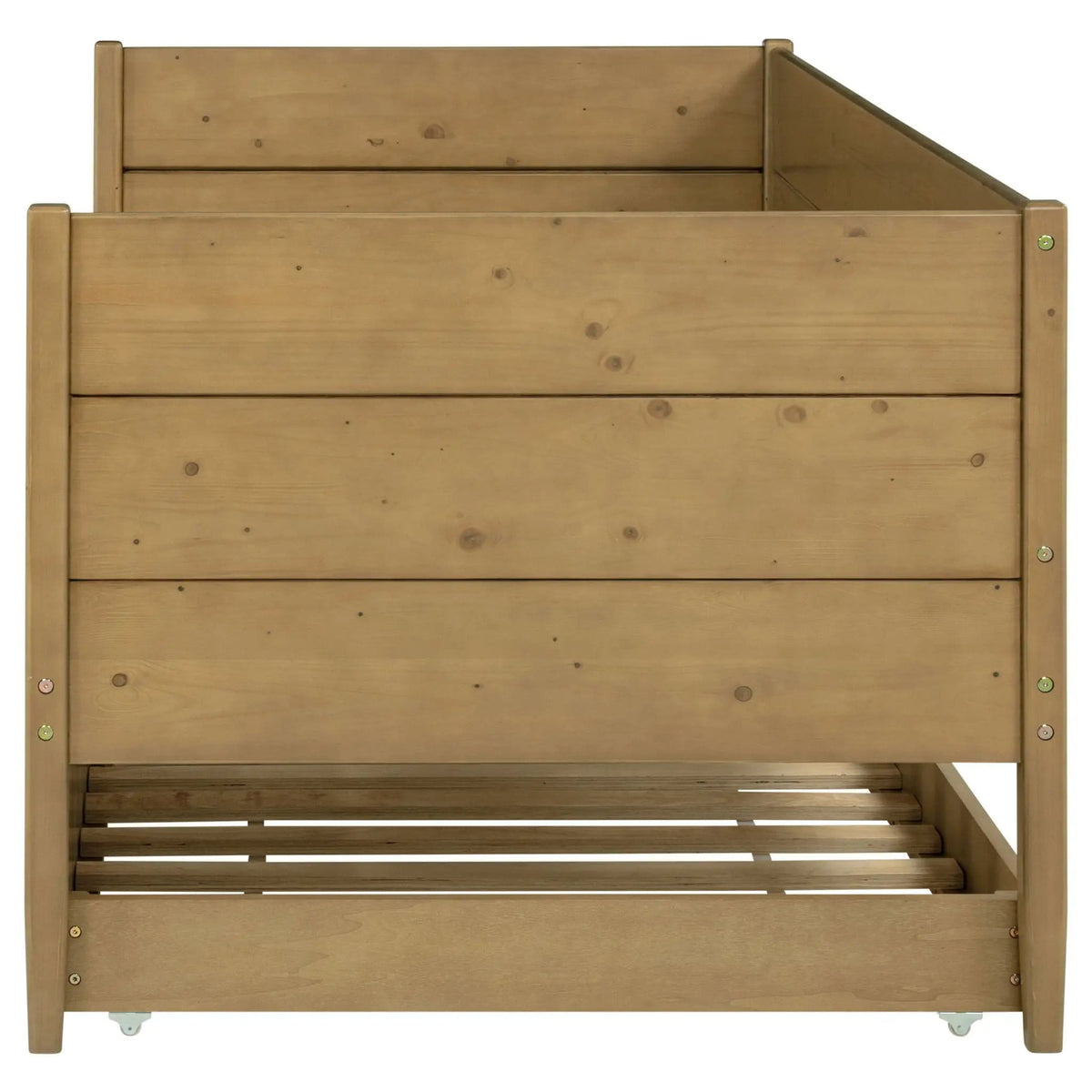 Calinda Wood Twin Daybed With Trundle | 81 x 42 x 35 in | Pine Wood & Mdf | Natural